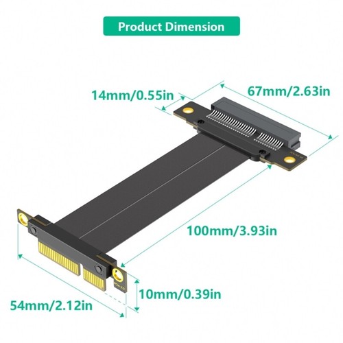 PCIE4.0 4X GPU Extension Cable 180 Degree to 90 Degree Ribbon Extender Adapter - Photo 8/8