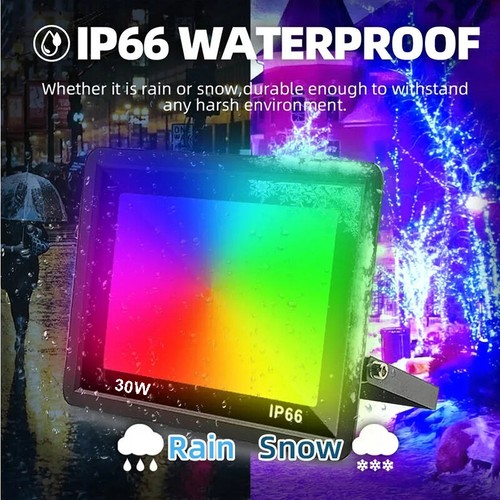 2x LED Flood Lights RGB Colour Changing Floodlight Outdoor Security Garden Lamp - Picture 10 of 12