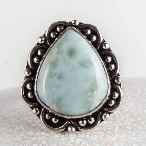 Wunderschöner, großer Silber Ring, Larimar aus der Karibik, Tropfen, Gr. 59 - Bild 2 von 4
