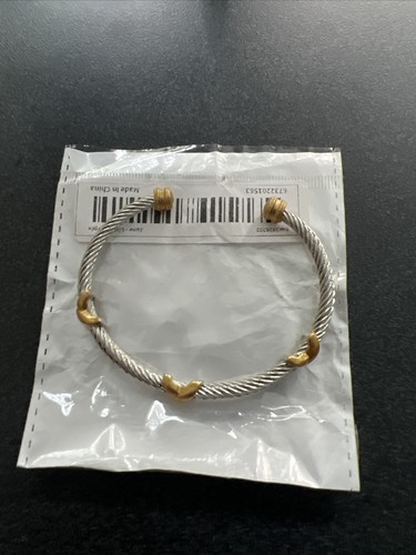 Zweifarbiges Kabel geflochtenes X-Manschettenarmband 7 Zoll - Bild 5 von 6