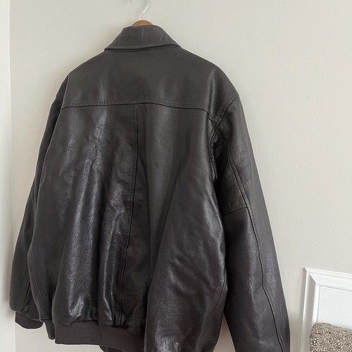 LL Bean Vtg Leather Bomber Jacket Mens XL Tall XLT Brown Goatskin Flight Aviator - Picture 12 of 17
