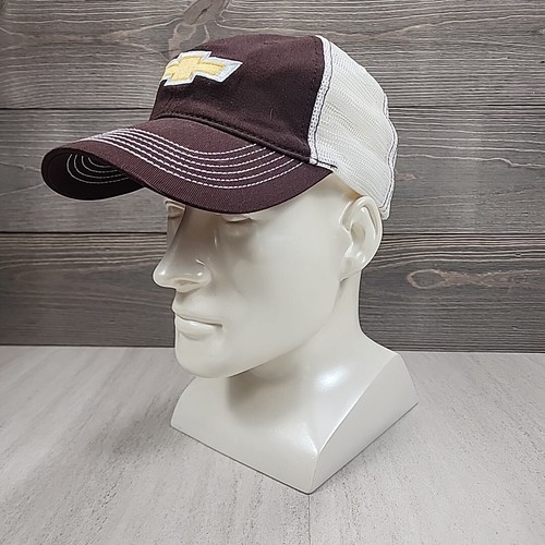 Chevy Chevrolet Hat Cap Brown Strap Back Relaxed Fit District Threads Trucker - Picture 8 of 14