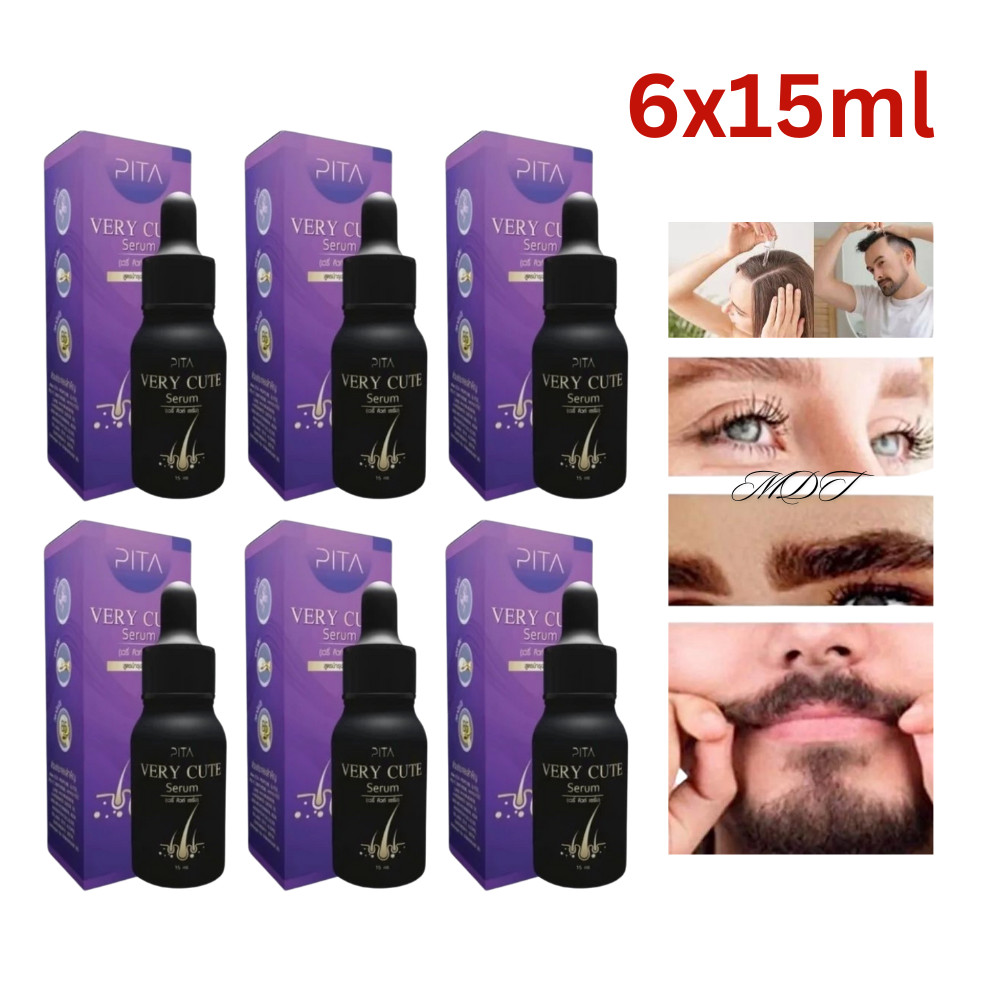 6x Haarwuchs Serum Lotion Set Wachsen Augenbrauen Schnurrbart Bart Wimpern 15ml.