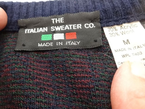 THE ITALIAN SWEATER CO MENS V-NECK ACRYLIC WOOL BLEND SWEATER VEST SIZE M - Picture 4 of 4