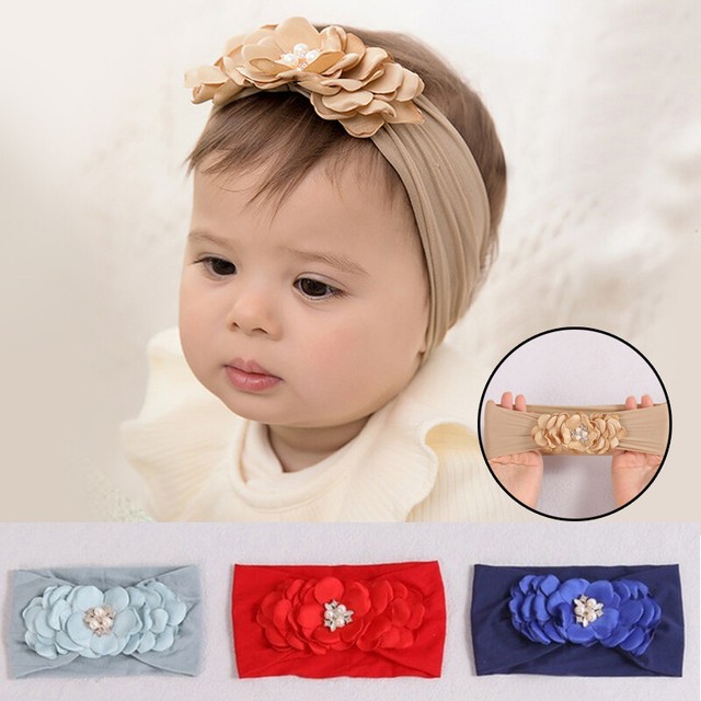 Baby Diamond Pearl Flower Headband Elastic Bowknot Hair Band Girls Newborn Bow Baby Diamond Pearl Flower Headband Elastic Bowknot Hair Band Girls Newborn Bow