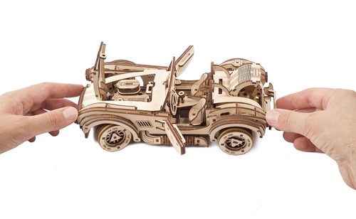 Mechanical UGEARS wooden 3D puzzle Model Drift Cobra Racing Car - Picture 5 of 12