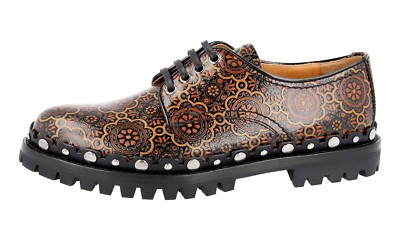 AUTH LUXURY CAR SHOE BY PRADA LACE-UP SHOES BROWN LEATHER US