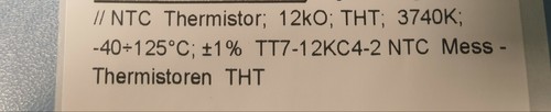 12K NTC, 12 KOhm Thermistor - Picture 2 of 2