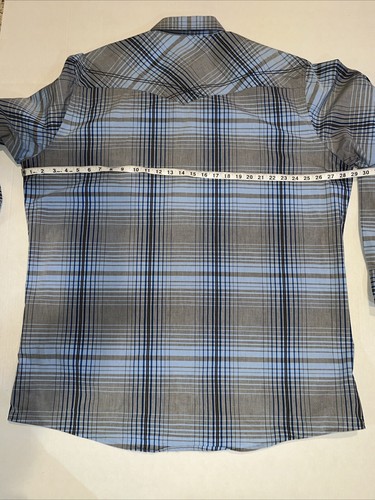 Camisa Western Wrangler 20X Competición Para Hombre XXLT Azul A Cuadros Bolsillo Perla A Presión - Imagen 5 de 7