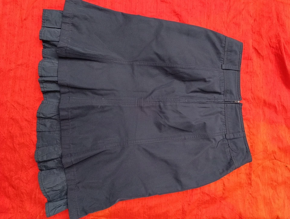 Rock Designe BIBA blau 38 Futter MIDI Taschen Baumwollmischung Voulant gerafft - Bild 4 von 4