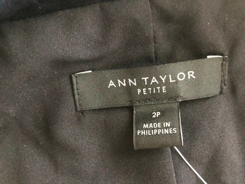 NWT ANN TAYLOR PETITE Sz 2P or XS Women's JACKET BLAZER BLACK ASSIMETRIC ZIP  - Picture 8 of 11