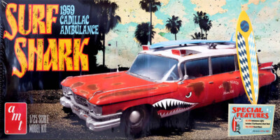 1959 Cadillac Ambulance Surf Shark + 2 Surfboards 1:25 AMT Model Kit AMT1242