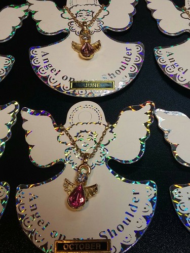 Angel on My Shoulder Choose Month Birthstone Necklaces NEW - Picture 4 of 5