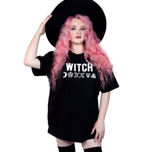 Oversized Witch Wicca Symbols T-Shirt Gothic Witchcore Aesthetic Halloween Tee - Picture 2 of 2