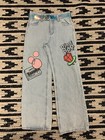New size 8 Justice Ring Pop Bazooka Theme Denim Baggy Jeans 