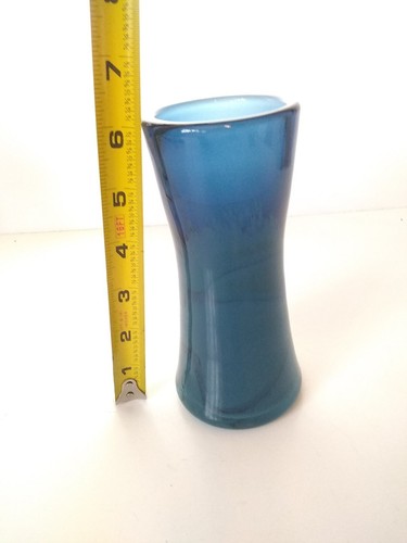 Blue Art Glass Vase Hand Blown 6"  - Picture 11 of 12