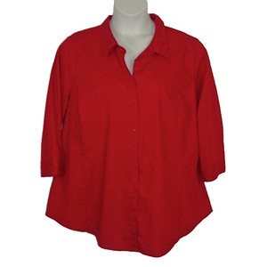 Worthington-Red-Shaped-Fit-Cotton-Blend-Casual-Top-Womens-Plus-Size-2X-Bust-51-034