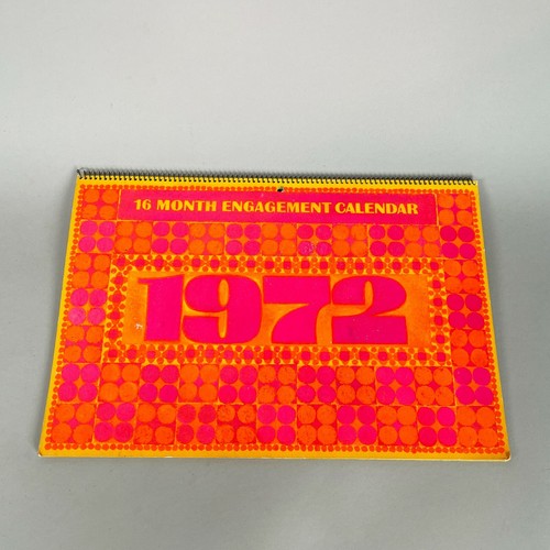 Vintage Super Rare 1972 Hallmark 16 Month Wall Calendar Neon Psychedelic Pop Art - Picture 1 of 10