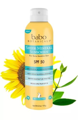 2 Cans ๐ Babo Botanicals Sheer Mineral Sunscreen Spray Spf 50 - 6 Oz