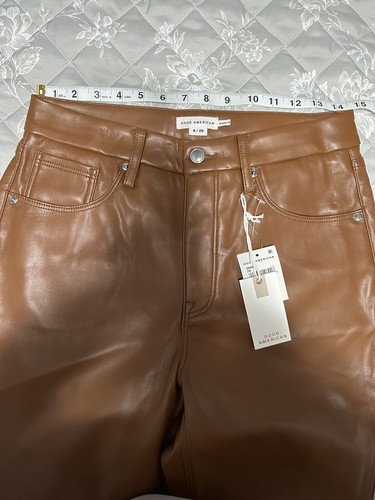 Good American neu mit Etikett Burnt Caramel Kunstlederhose, Größe 8 - Bild 10 von 12