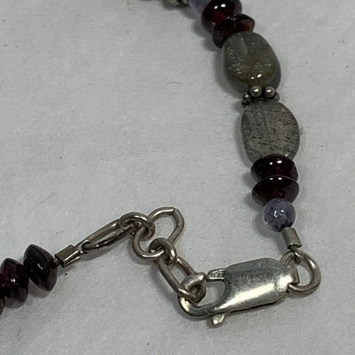 Handcrafted Artisan Glass Bead Sterling Silver Bracelet Red Stone 925 Dangle 8" - Picture 7 of 12