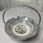 Floral Farber and Shlevin Porcelain Hammered Aluminum Candy Dish Basket Brooklyn