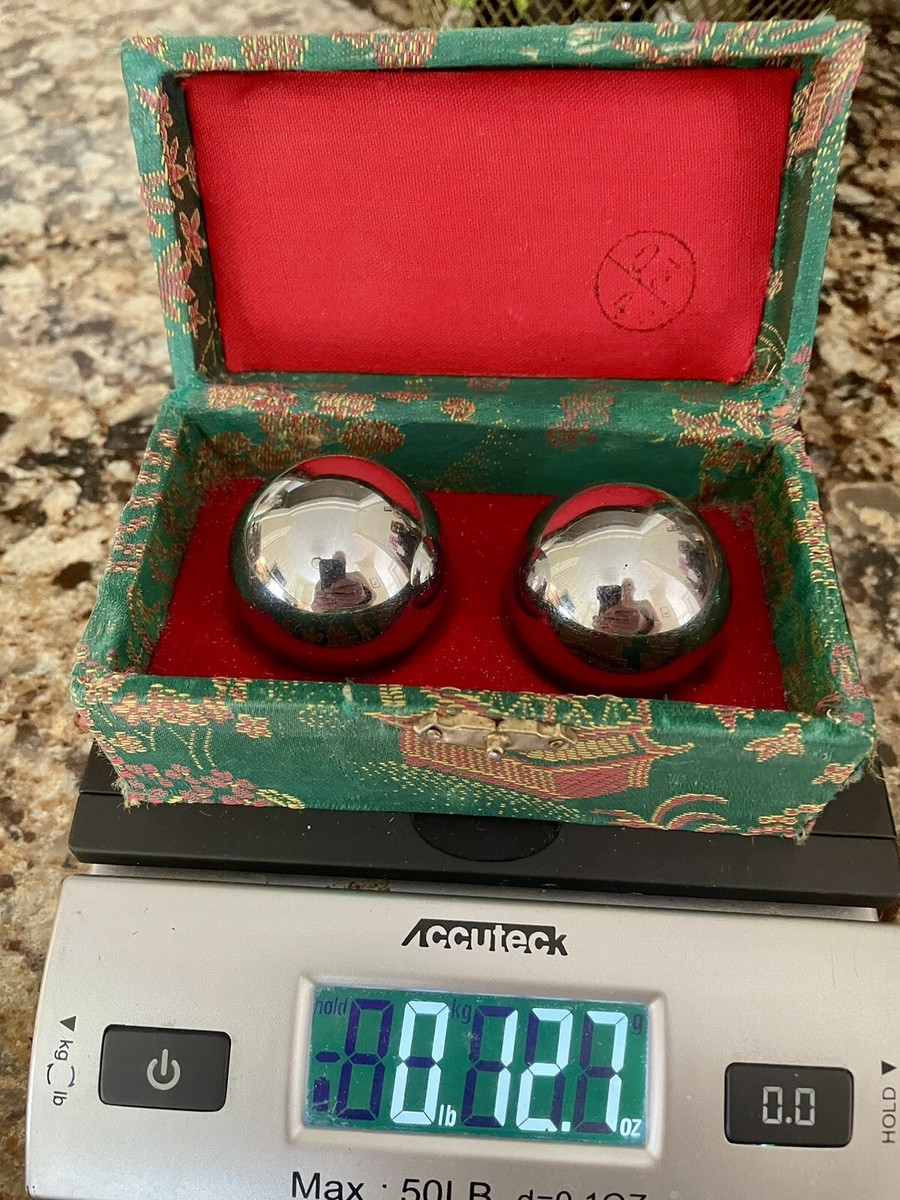 Vintage Chinese Baoding Balls in box Metal Exercise Balls