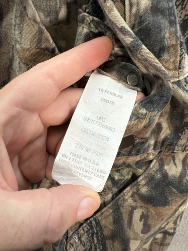 Vintage Cabelas Bib Overalls Youth 16 Camouflage Realtree Breakup Camo Outdoors - Picture 10 of 15