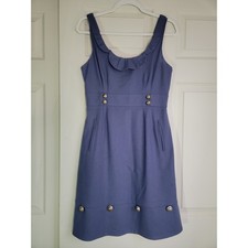 Moulinette Soeurs Purple Wool Blend Ruffle Sailor A-line Dress Gold Buttons Sz 6