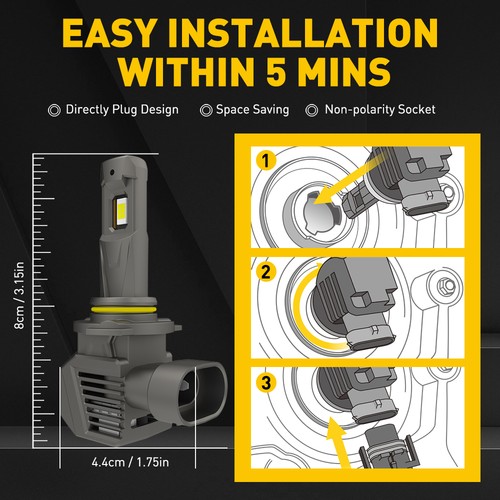 AUXITO LED Headlight Bulbs Kit 9005 + H11 High Low Beam Bright Cool White 6500K - Picture 5 of 16