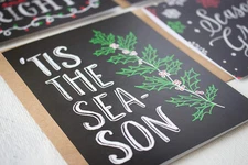 Boxed Christmas Cards with Envelopes - Set of 8 Cozy Chalk Christmas Cards wi...