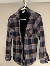 Matix Mens Medium Sherpa Lined Flannel Coat Black Gray Jacket Shacket