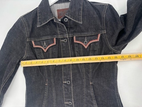 Lucky Brand Jeansjacke Damen Medium schwarz Denim Taschen Western bestickt - Bild 16 von 18