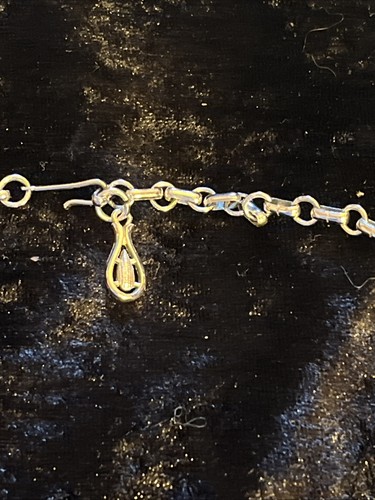 Vintage Blatt Gliederhalsband Halskette - silberfarben Metall & weiß/grau Duroplast - 41 cm - Bild 5 von 20