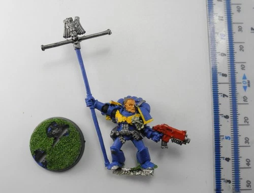 SPACE MARINE STANDARD BEARER Metal Marines Army Command Warhammer 40K 1990s 19