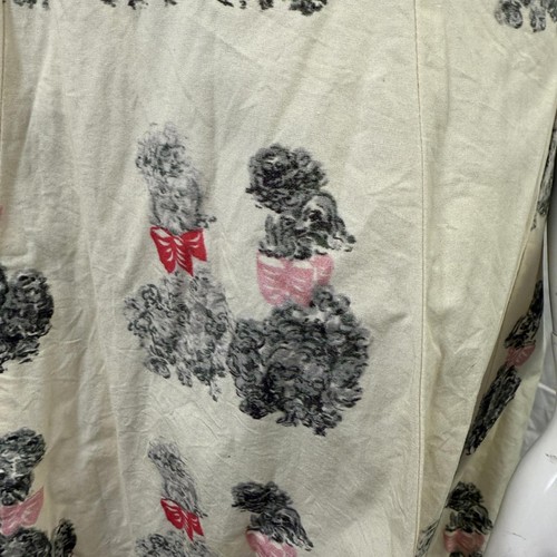 Vestido Solero Vintage Años 50 Blanco Estampado Caniche Negro Blanco Lazos Talla L - Imagen 4 de 10