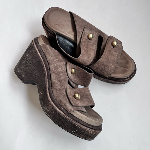 Rag & Bone Brown Suede Sommer Wedge Samdals Size 6.5 - Picture 2 of 14