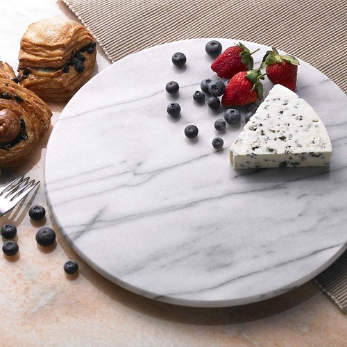 Natural Marble Lazy Susan Turntable Rotating Serving Plate Dinning Table - Picture 5 of 7