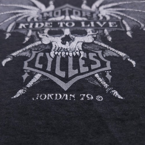 1980s Harley Davidson Skull Wings XL Pre 3D Emblem Bat T Shirt RARE! Vintage - Bild 3 von 11