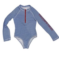 Vineyard Vines Performance Rash Guard Swimsuit Nautical Red White Blue XS -5/6 
