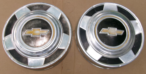 Used pair of 1969-1975 Chevy truck/van aluminum hubcaps, 10 1/2".