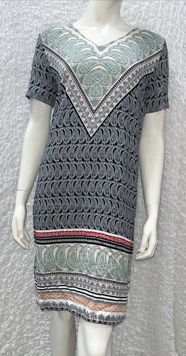 BNWT KATIES sz L 14 DRESS V-neck Shift Paisley Print Summer Above Knee Pencil #9 - Picture 2 of 14