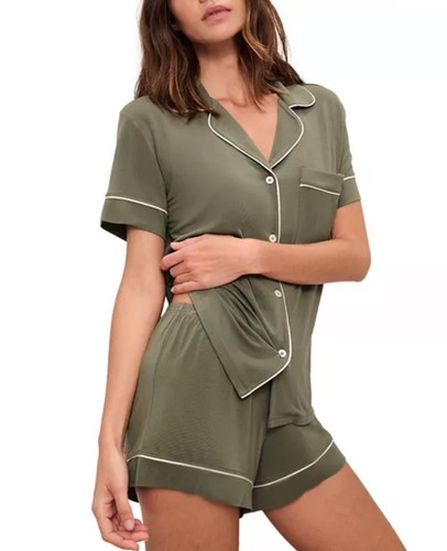 EBERJEY Gisele Relaxed Short Pj Set In Moss Ivory Size Small NWT