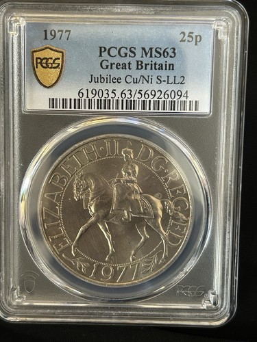 Gran Bretaña / 1977 25 peniques nuevos corona jubileo de plata - graduación profesional CU/NI S-LL2 - Imagen 3 de 6