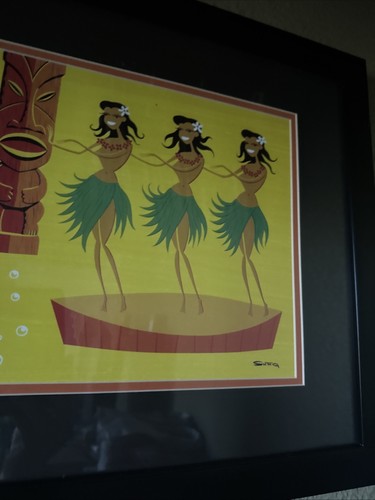 Shag Three Wahines Hula Framed Print 20” x 16” Josh Agle 13” x 9" Matted Art - Picture 7 of 8