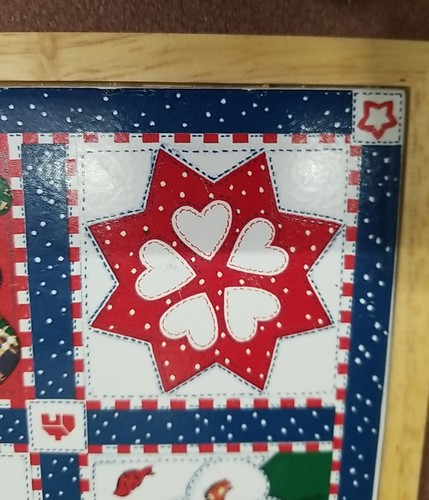 Hallmark Wandfliese Kunst Untersetzer mit Holzborte Weihnachten Schneemann Patchwork Quilt - Bild 9 von 10