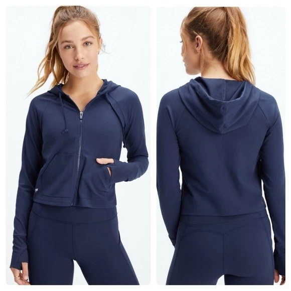 Fabletics Bailey Cropped PureLuxe Hoodie Sage Green Women’s Medium M Soft