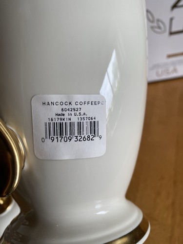 LENOX PRESIDENTIAL COLLECTION HANCOCK GOLD ONE COFFEE POT NEW - Picture 7 of 9