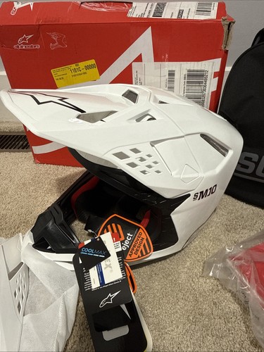 Casco sólido Alpinestars MX Motocross Supertech M10 8300319 (blanco brillante) XS - Imagen 3 de 7