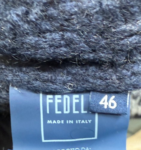 Fedeli 100% Cashmere Sweater Winterpattern  Knitted Heavy Knit Navy Grey Size IT - Picture 11 of 12